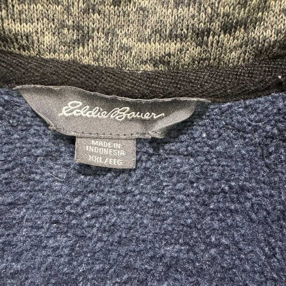Eddie Bauer Fleece 1/4 Zip Sweater Men 2XL Blue Better Sweater‎ L/S